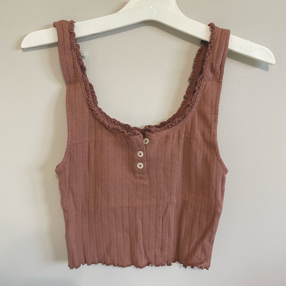 American Eagle Women's Cropped Ribbed Tank Top